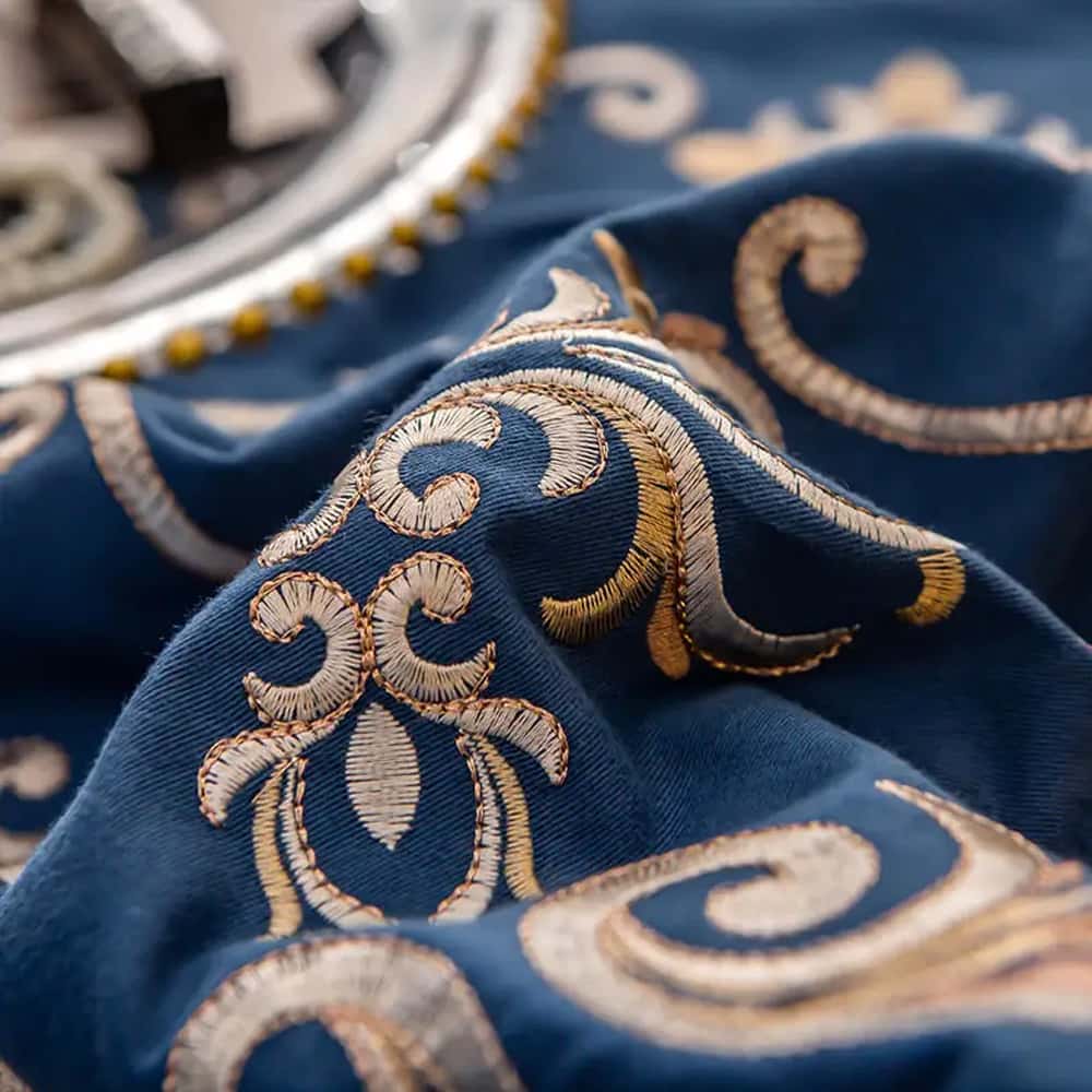 Egyption Embroidery Duvet Set - Royal Blue