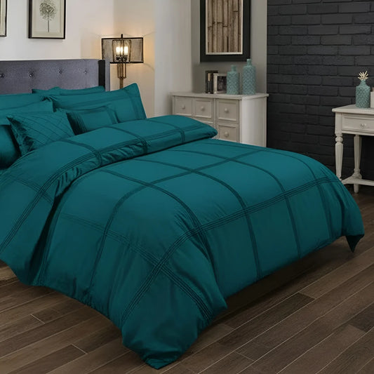 Box Pleated Duvet Set - Teal