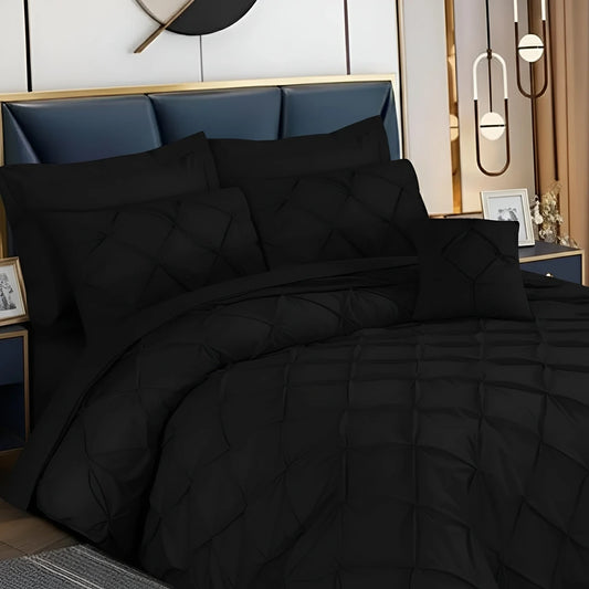 Pintuck Duvet Set - Black