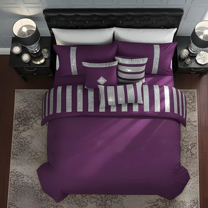 Sequence Lace Duvet Cover Set – Purple