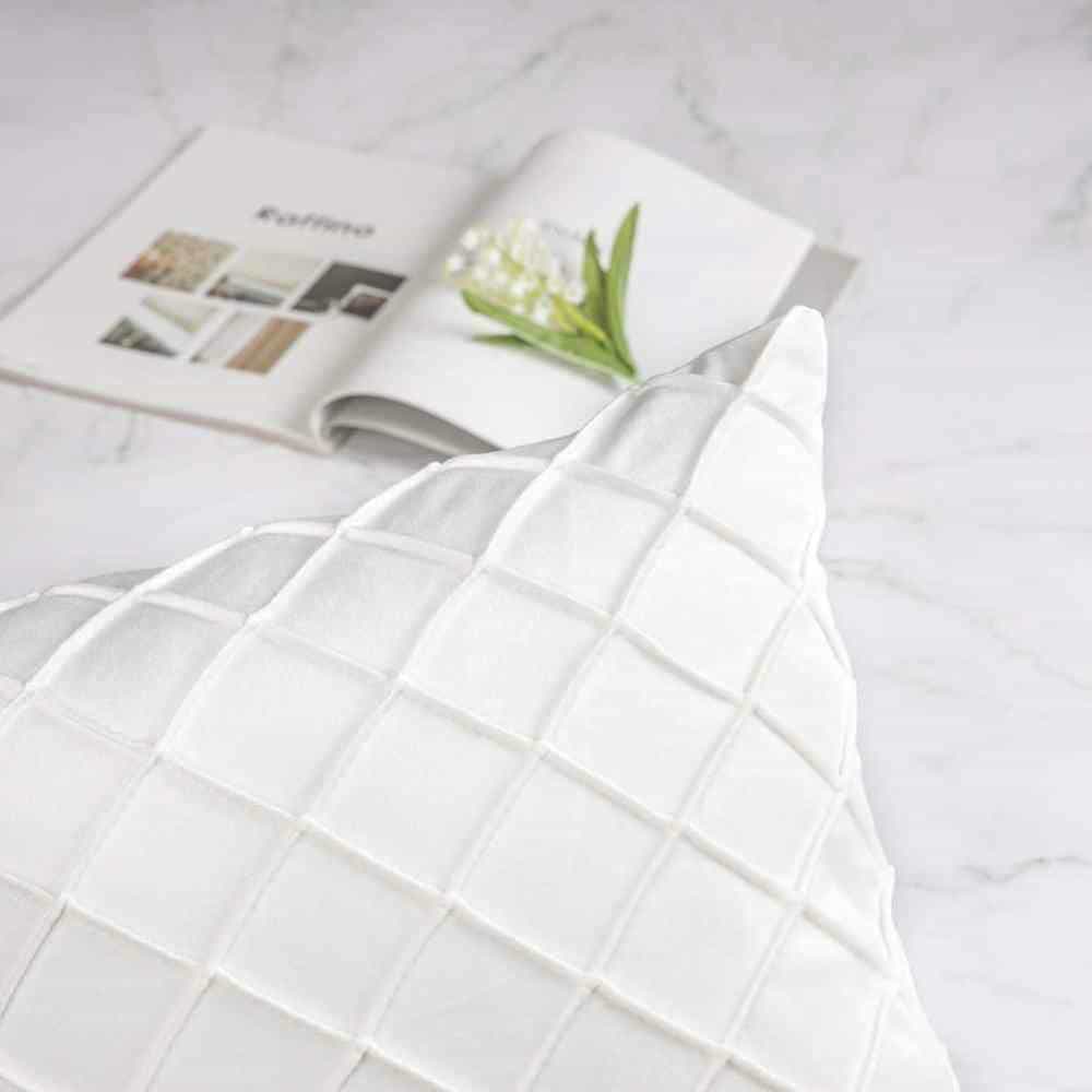 Pack of 2 Velvet Decorative Pleated Square Cushion - White