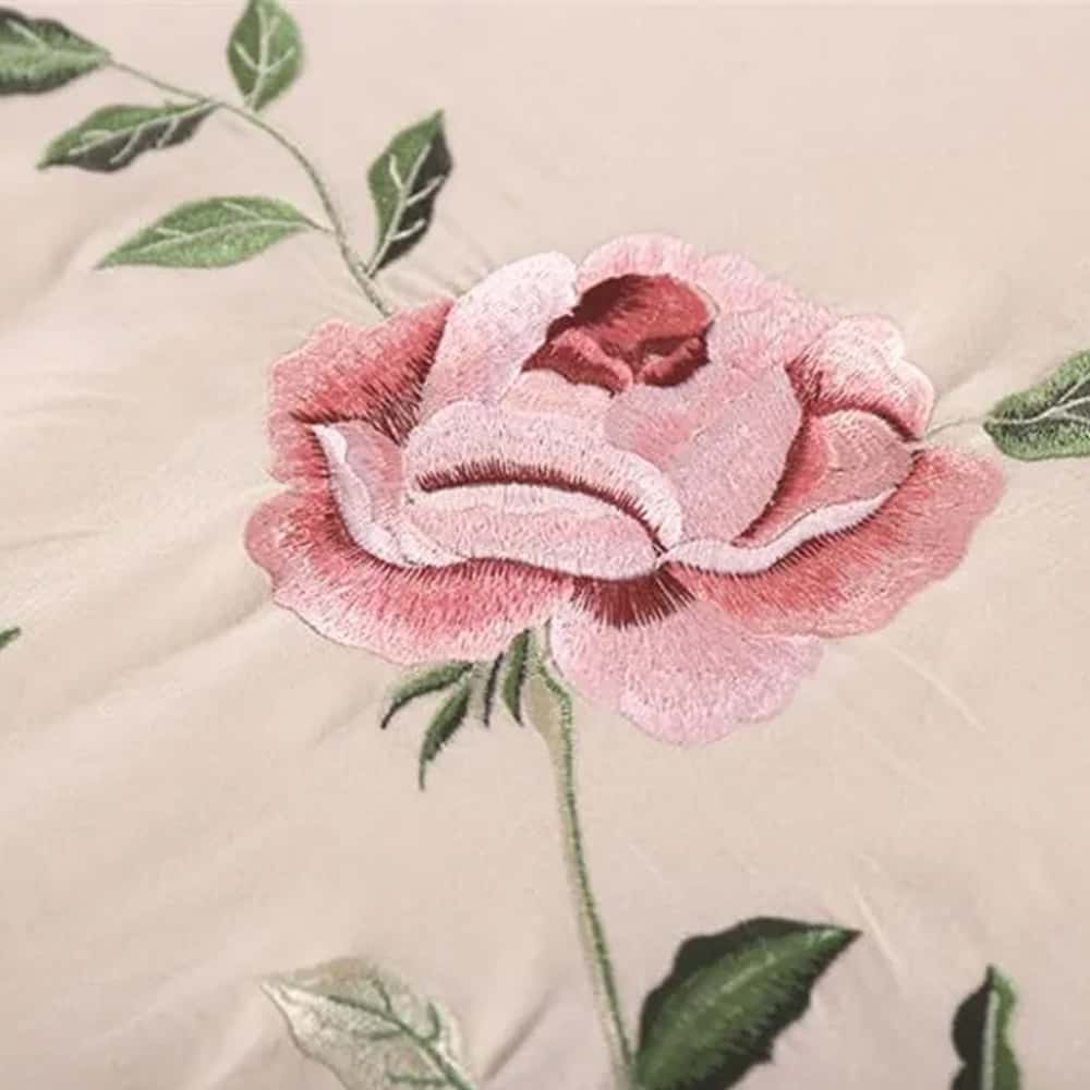 Luxury Embroidered Duvet Set _ Beige