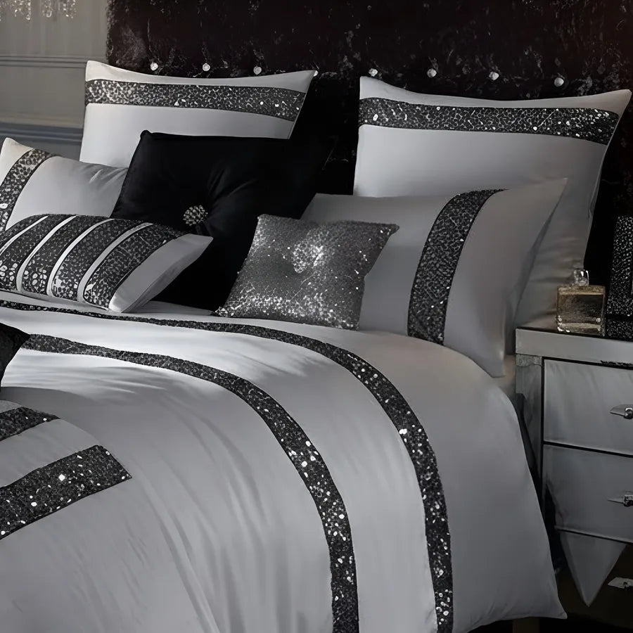 Elegant Look White Bridal Quilt Set - 12 Pieces Set with Free Quilt Filling