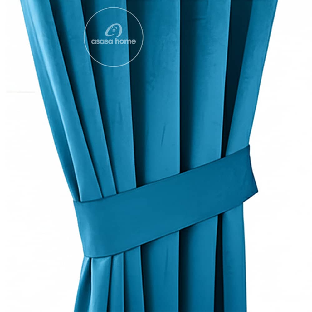 2 Pieces Luxury Floral Velvet Curtains Teal