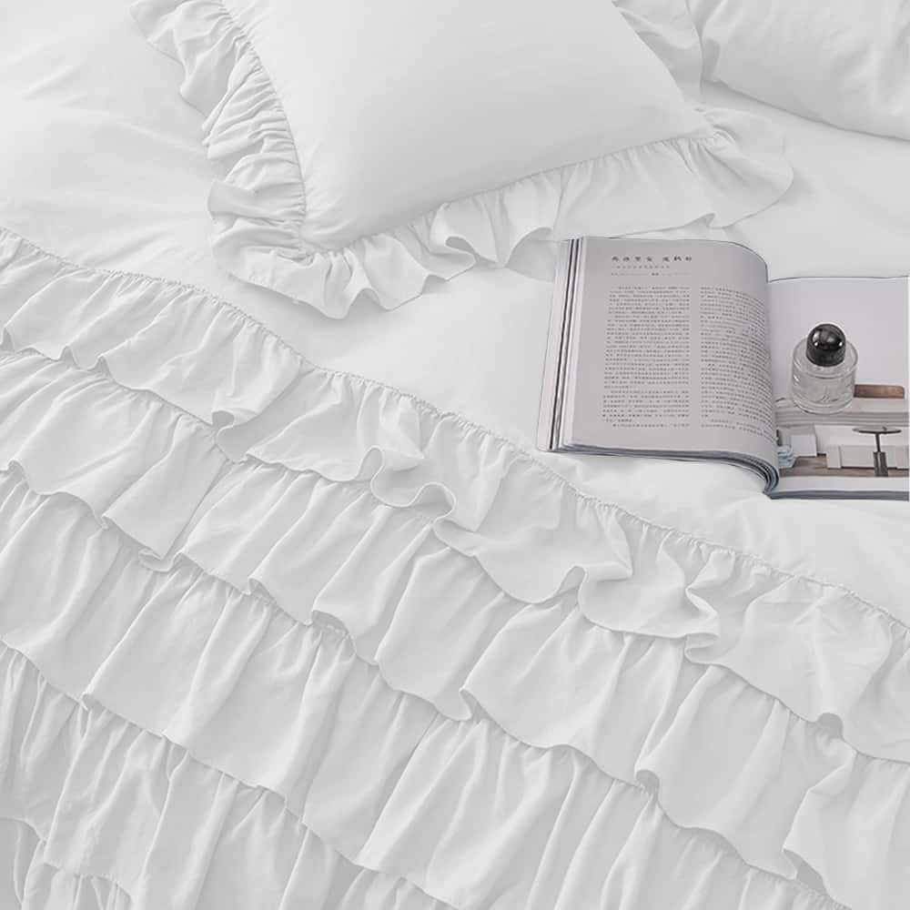 Luxury Ruffle Duvet Set 8 Pieces - White