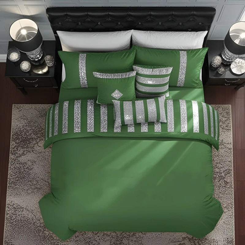 Sequence Lace Duvet Cover Set – Green