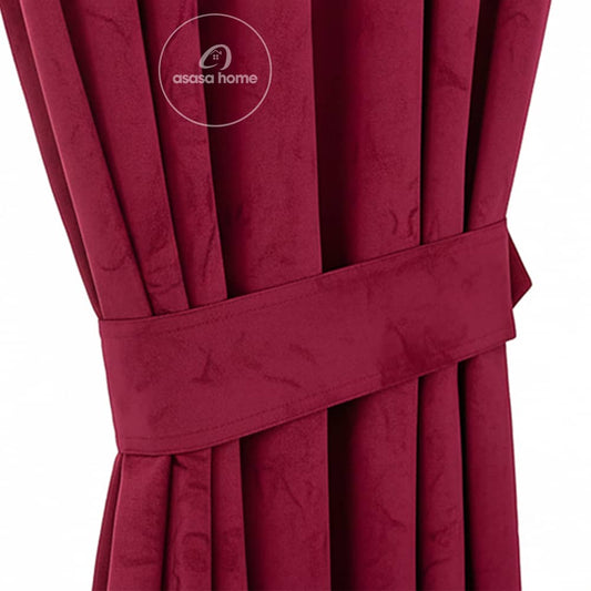 2 Pieces Luxury Floral Velvet Curtains Maroon