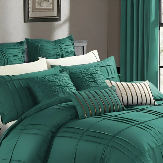 Embellish Pleated Duvet Set - Teal