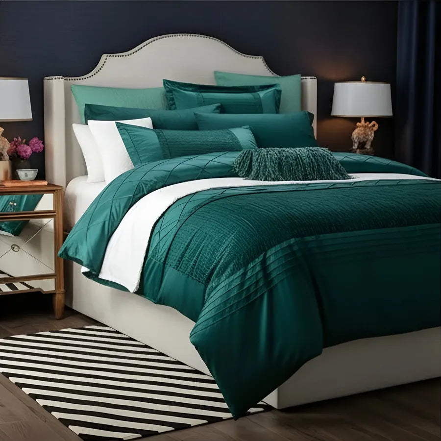 Embellish Bridal Quilt Set Green - 12 Pieces Set with Free Quilt Filling