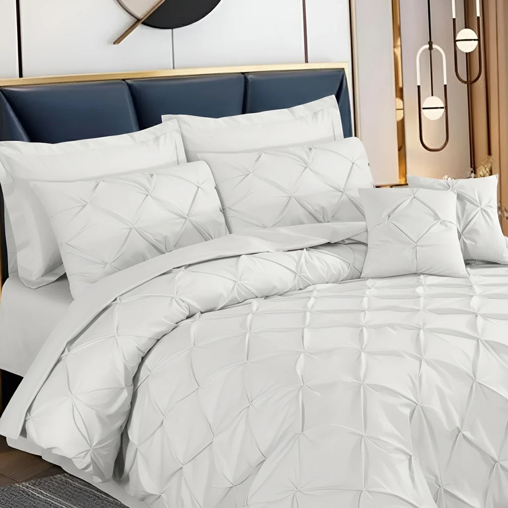 Pintuck Duvet Set - White