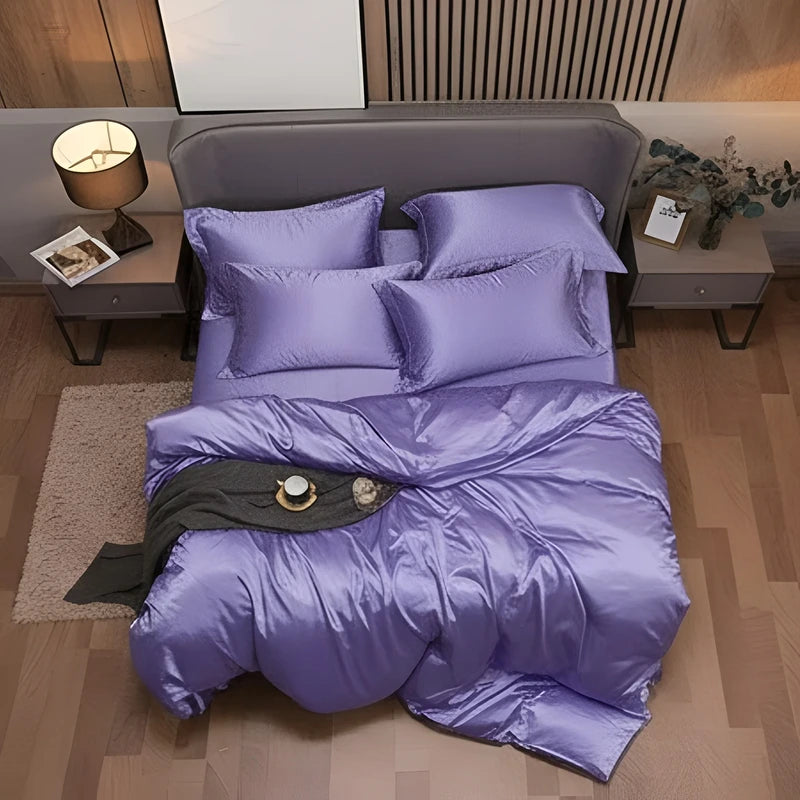 Luxurious Silk Duvet Set - Light Purple
