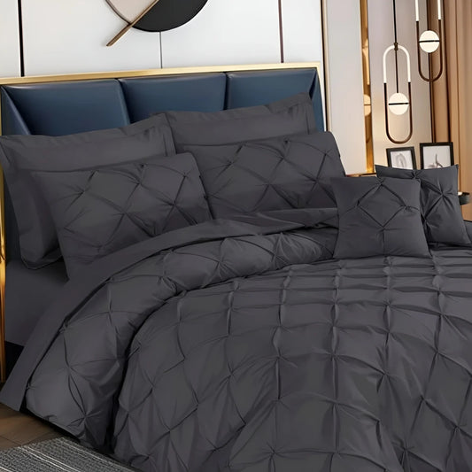 Pintuck Duvet Set - Dark Grey