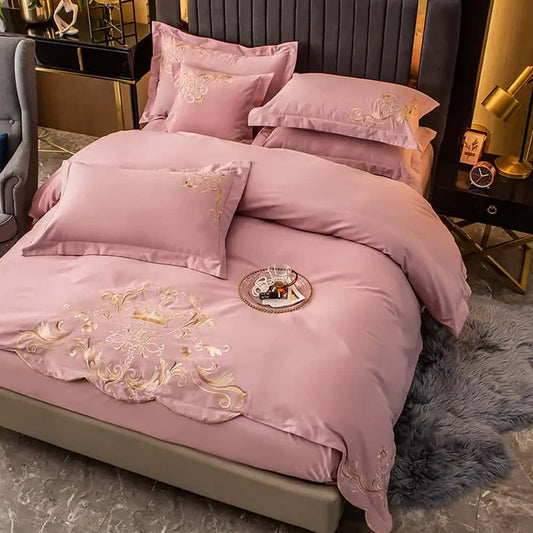 Egyption Embroidery Duvet Set - Pink