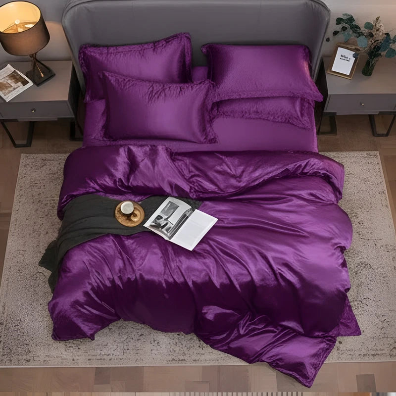 Luxurious Silk Duvet Set - Purple