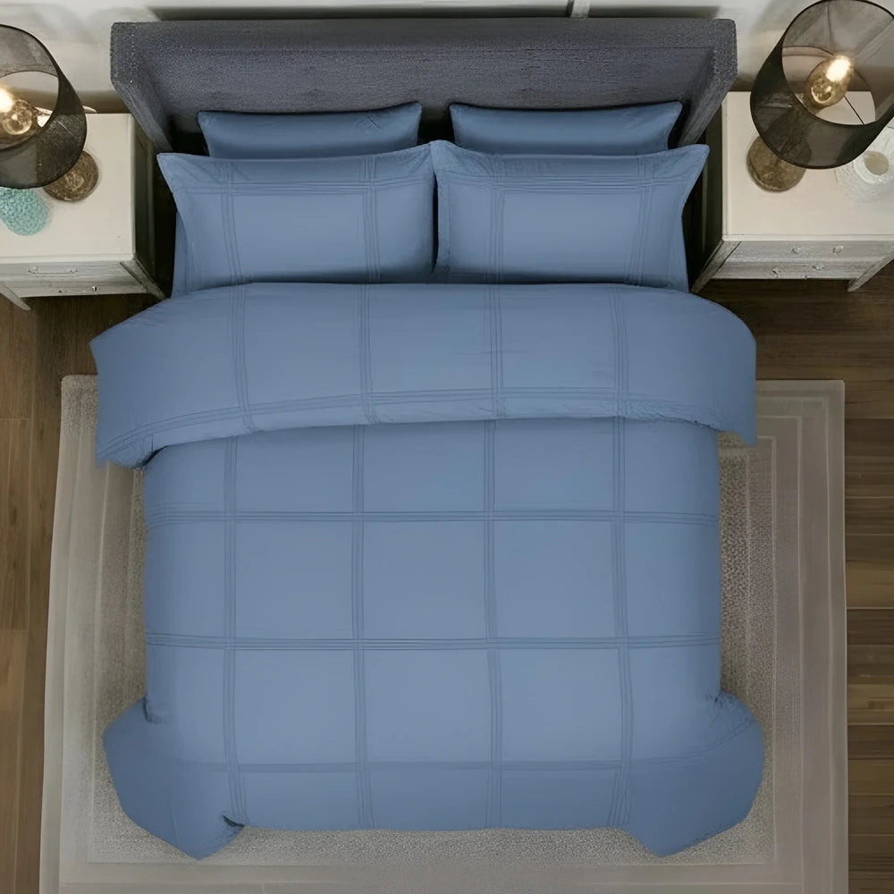 Box Pleated Duvet Set - Sky Blue