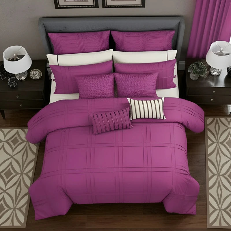 Embellish Pleated Duvet Set - Pink