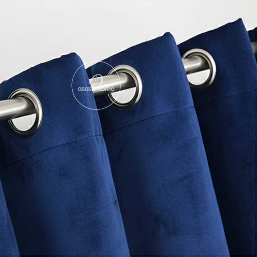 2 Pieces Premium splendid velvet curtain Panels & 2 Belts (Blue & White)