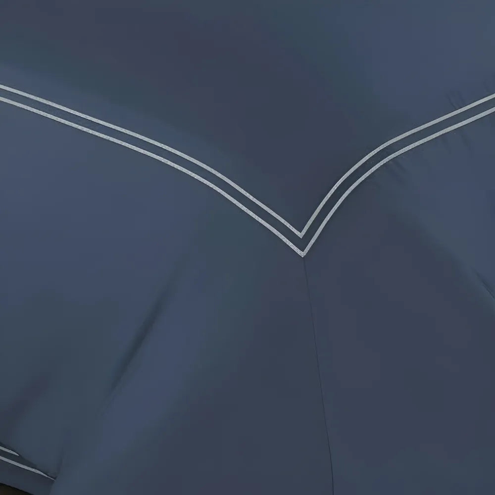 Slate Blue Duvet Set With White Double Baratta Stitch