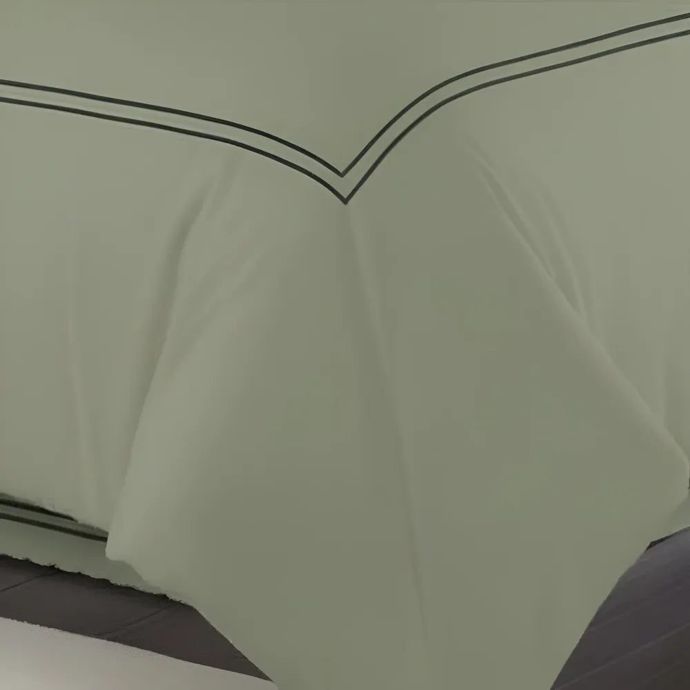 Olive Green Duvet Set With Black Double Baratta Stitch