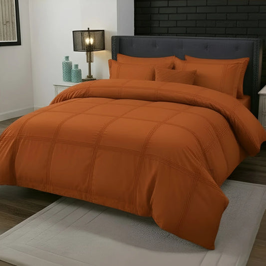 Box Pleated Duvet Set - Orange
