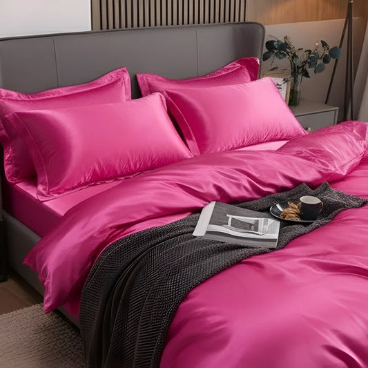 Luxurious Silk Duvet Set - Hot Pink