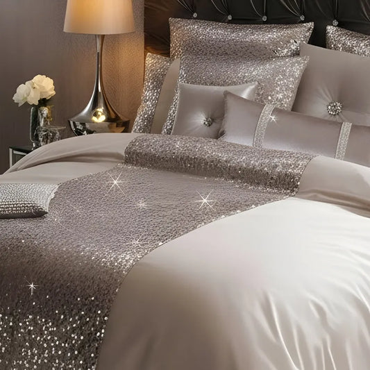 Elegant Look Beige Bridal Quilt Set - With Free Quilt Filling