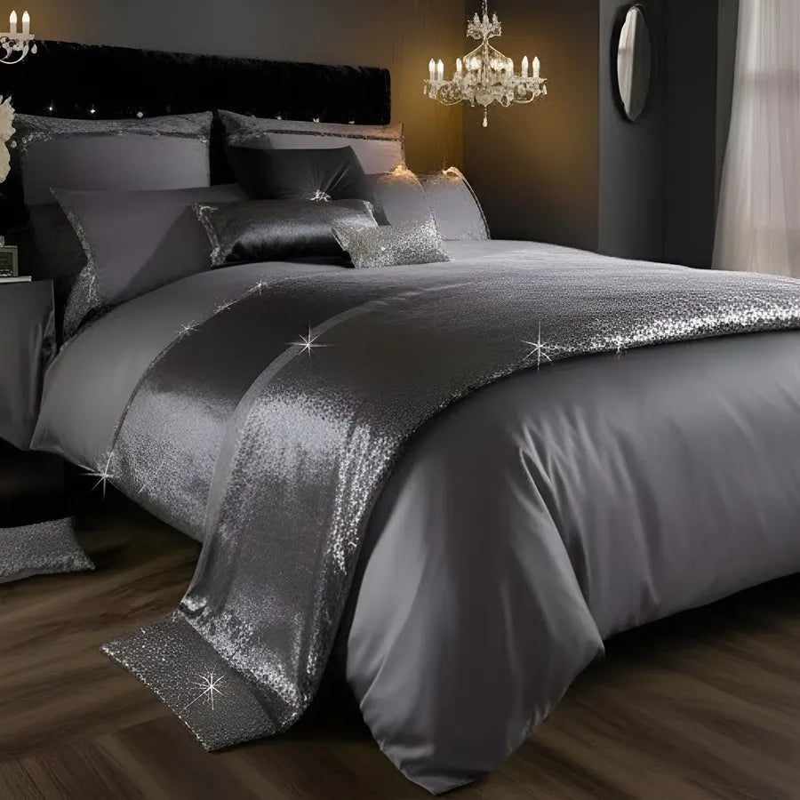 Elegant Look Grey Bridal Quilt Set - With Free Quilt Filling
