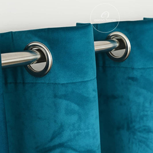 2 Pieces Premium splendid velvet curtain Panels & 2 Belts (Zinc & Black)