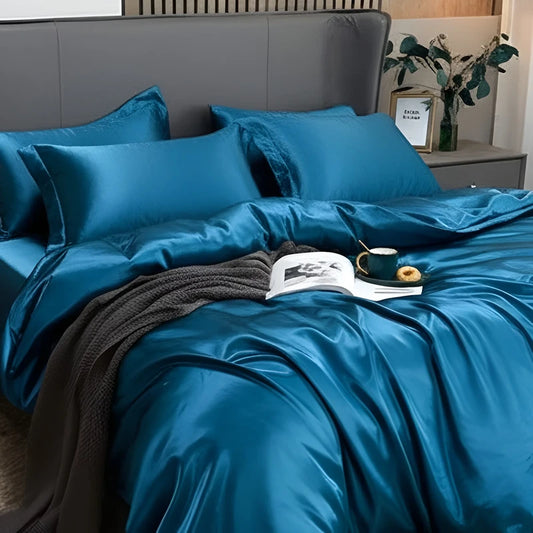 Luxurious Silk Duvet Set - Teal