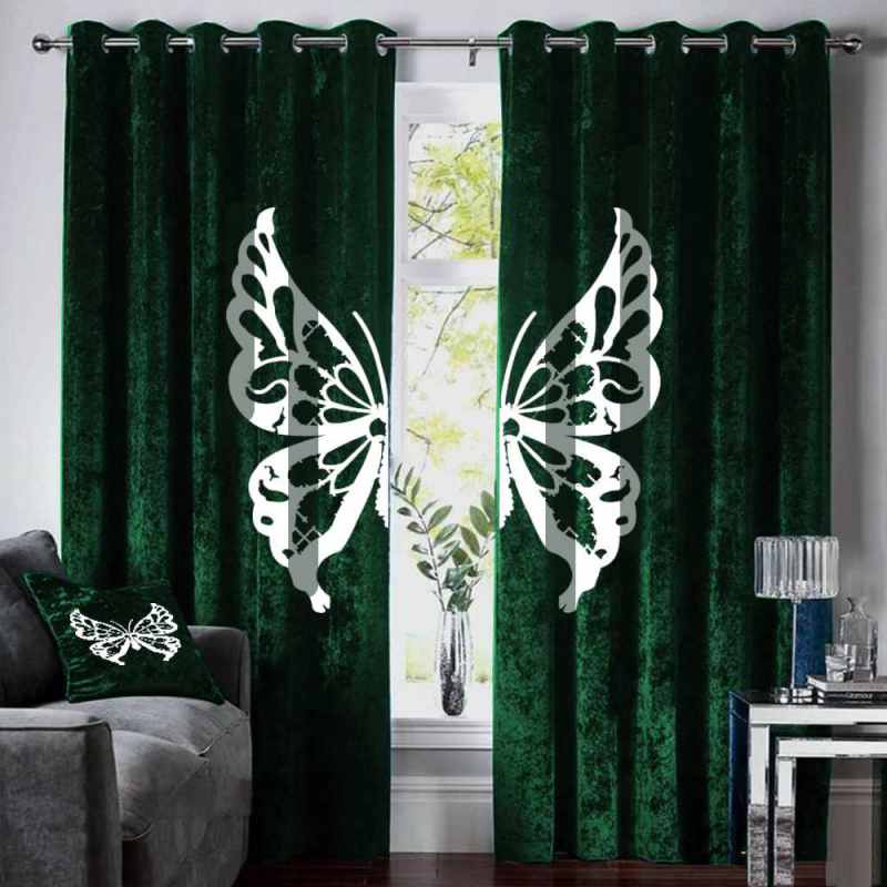 Butterfly Velvet curtains - Green