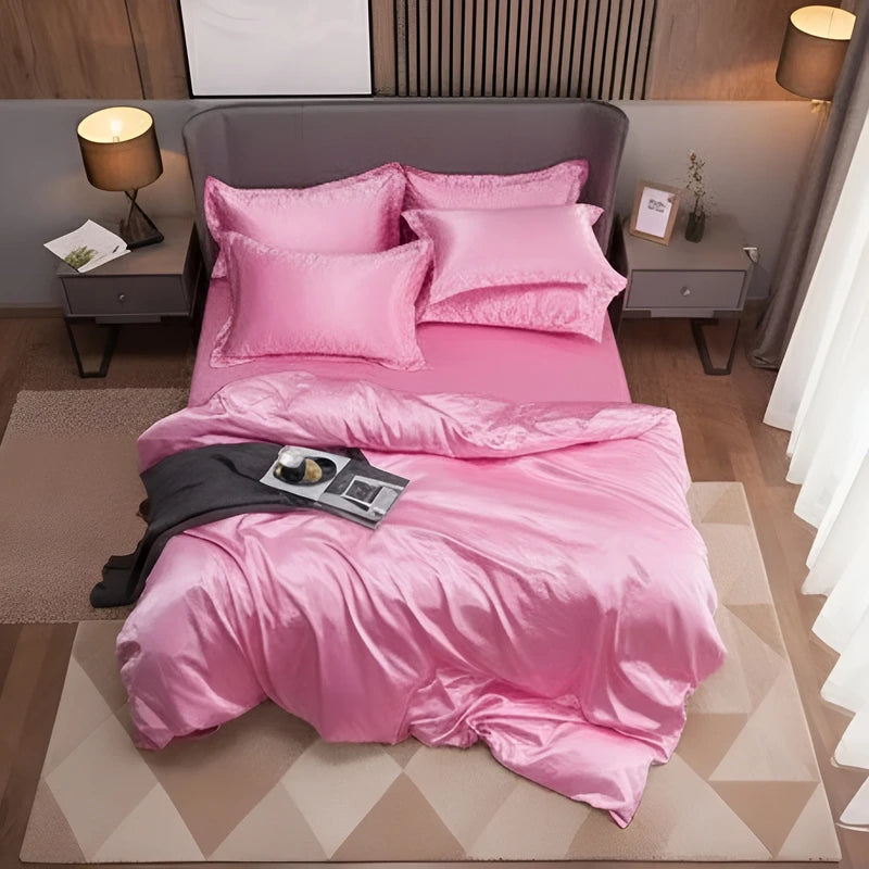 Luxurious Silk Duvet Set - Pink