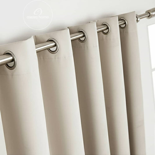 2 Pieces Premium Splendid Velvet Curtain Panels & 2 Belts - Off White