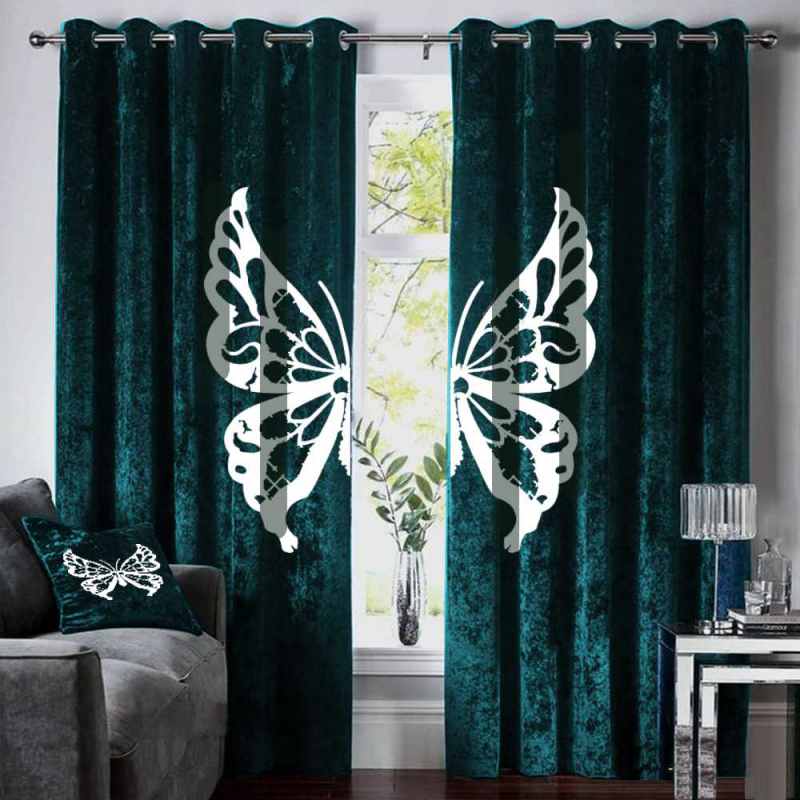 Butterfly Velvet curtains - Teal