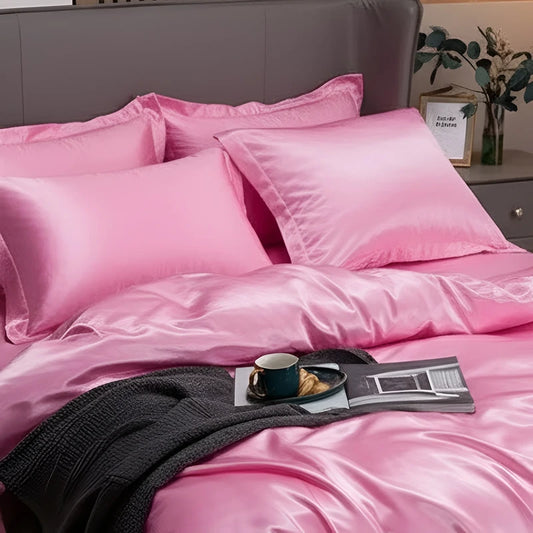 Luxurious Silk Duvet Set - Pink