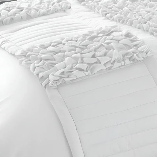 Elegant Bridal Quilt Set White - 12 Pieces with Free Quilt Filling