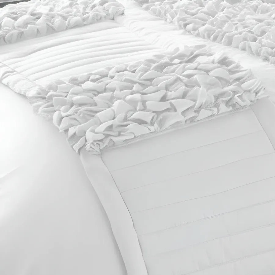 Elegant Bridal Quilt Set White - 12 Pieces with Free Quilt Filling