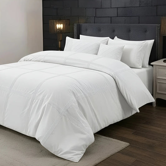 Box Pleated Duvet Set - White