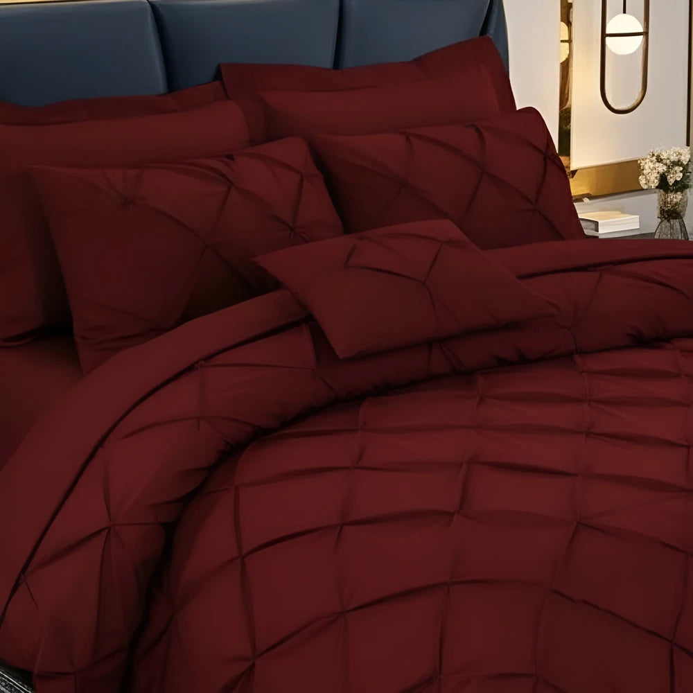 Pintuck Duvet Set - Maroon
