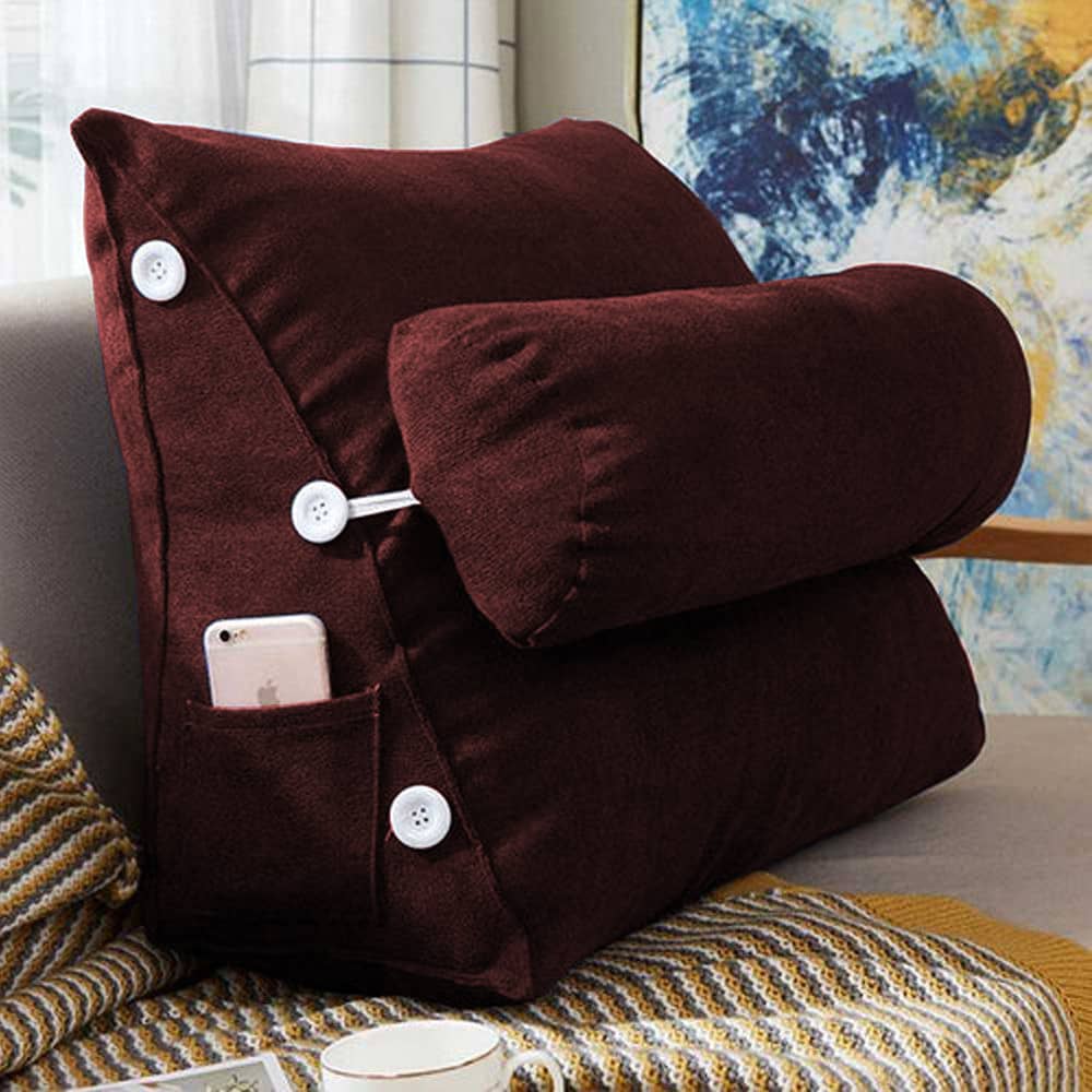 Triangular Back Rest Pillow/Cushion _ Maroon