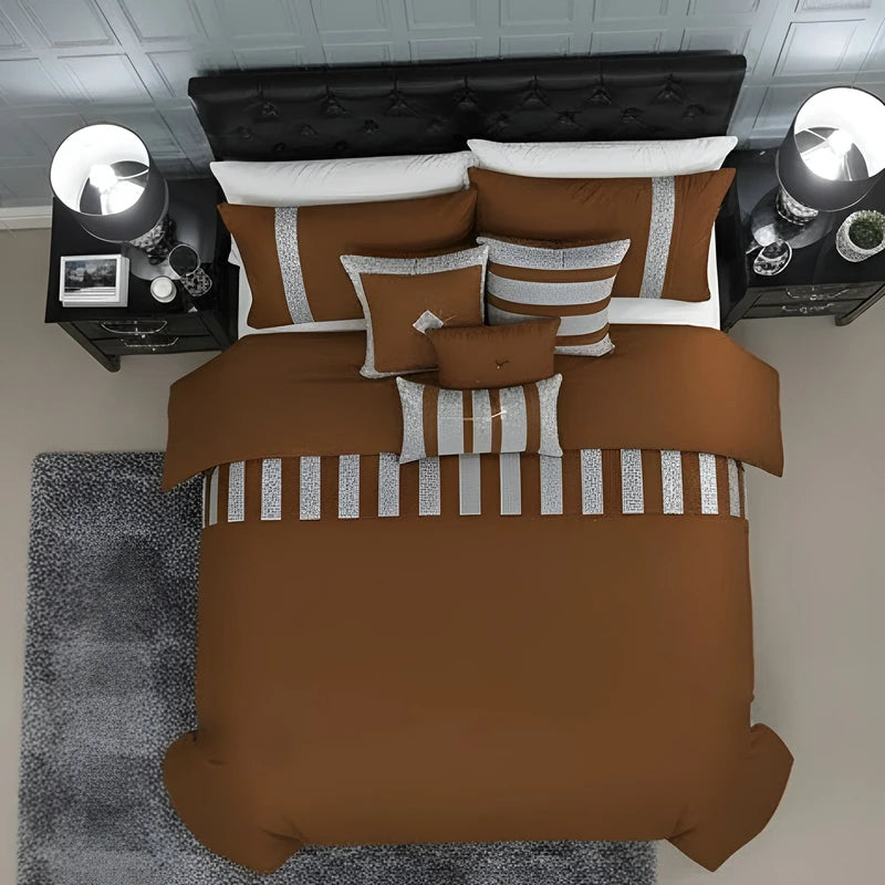 Sequence Lace Duvet Cover Set – Brown