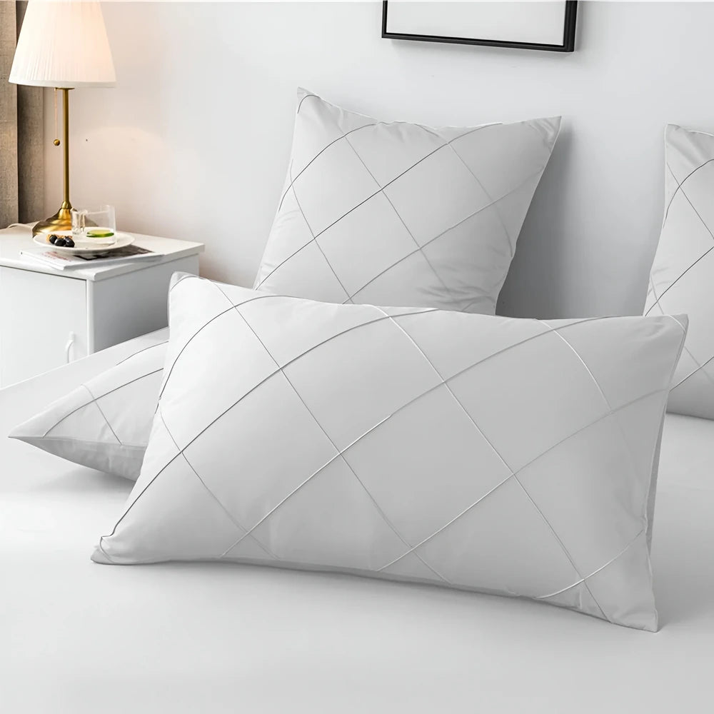 Cross Pleated Duvet Set - white