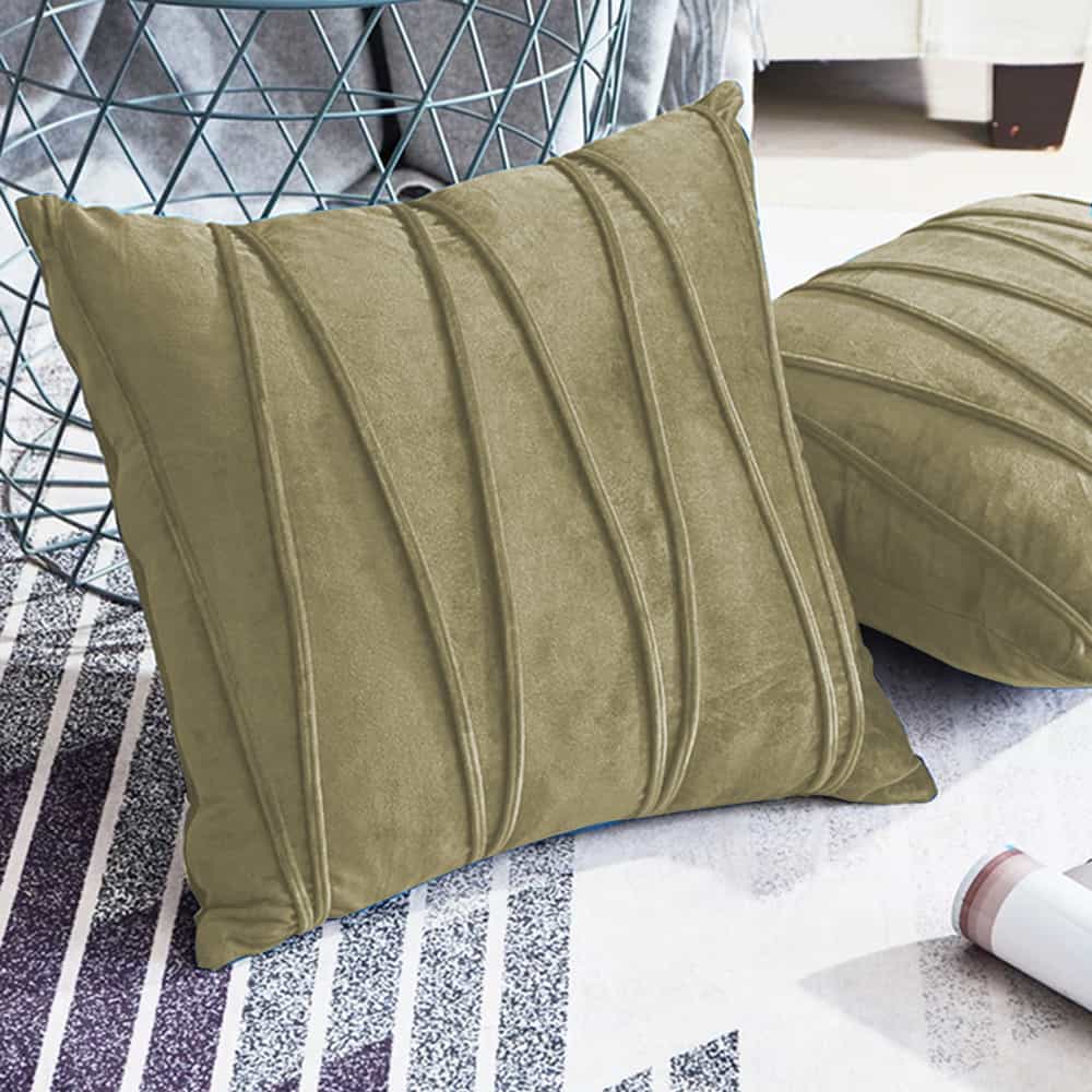 Pack of 2 Velvet Decorative Square Cushion - Beige