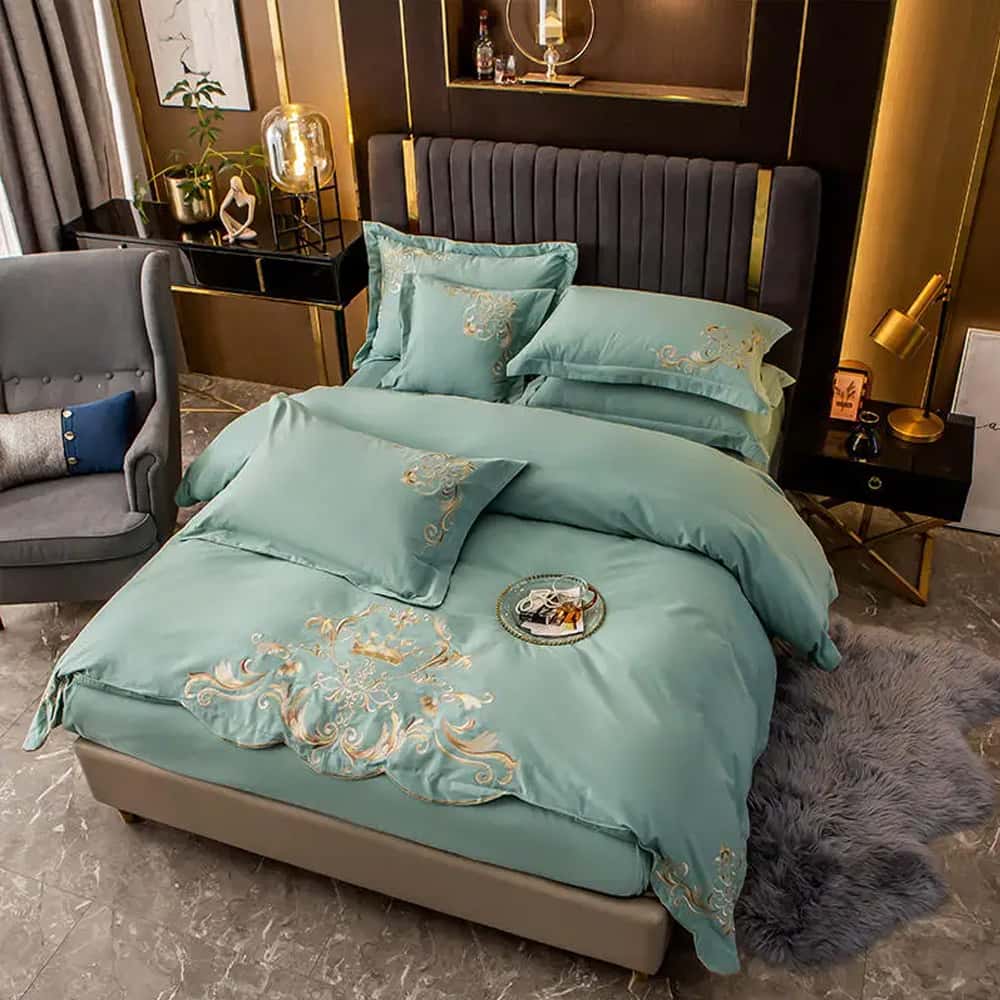 Egyption Embroidery Duvet Set - Sea Green