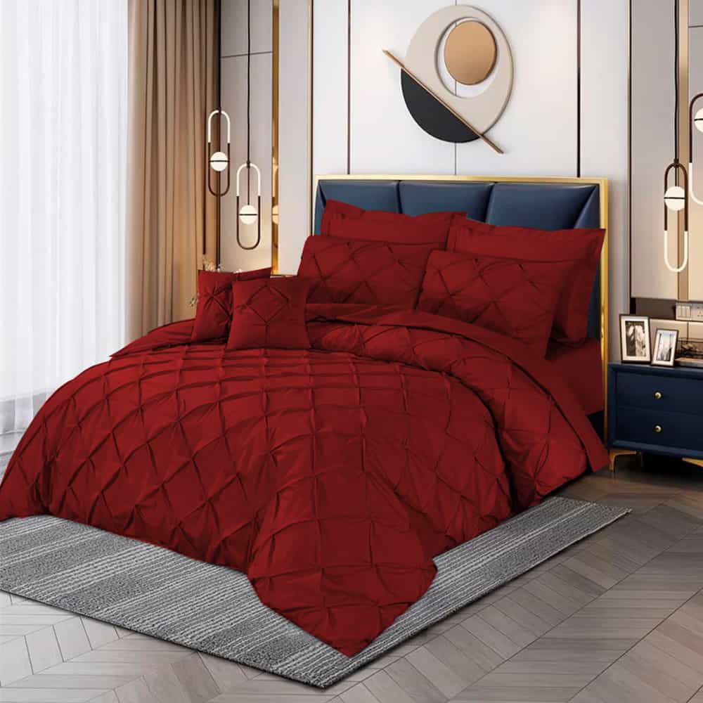 Pintuck Duvet Set – 8-Piece Luxury Cotton Bedding in King & Queen Sizes