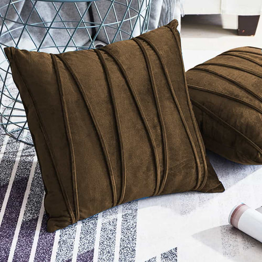 Pack of 2 Velvet Decorative Square Cushion - Brown