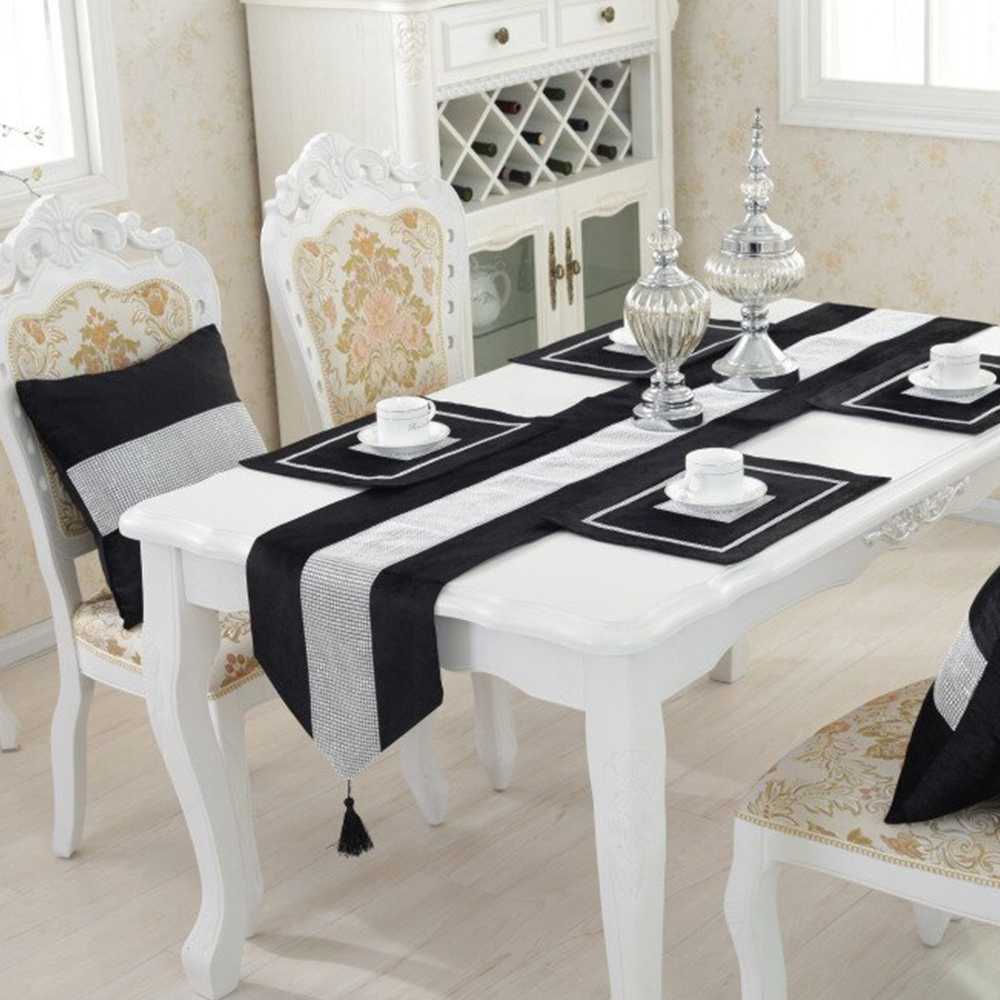 Silk Table Runner Black