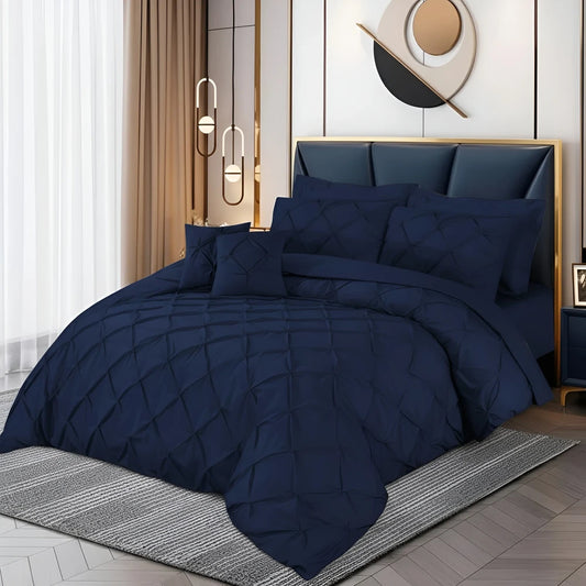 Pintuck Duvet Set - Navy Blue