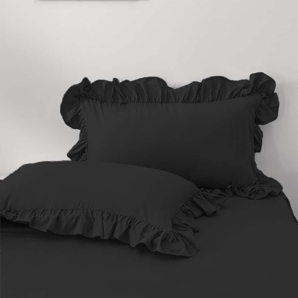 Luxury Ruffle Duvet Set 8 Pieces - Black