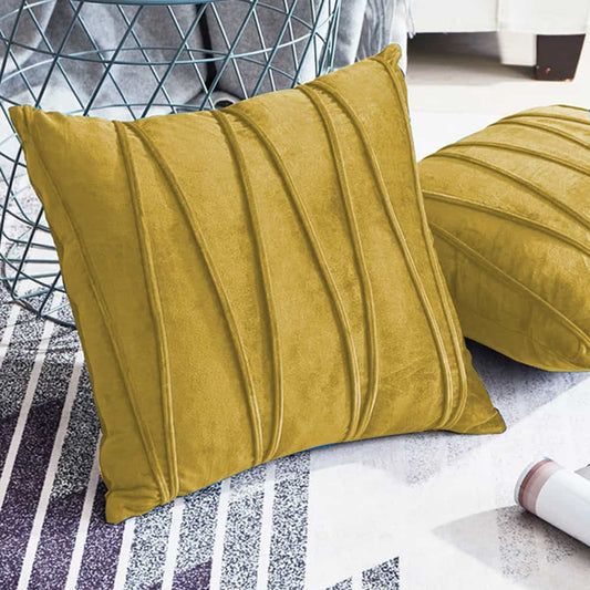 Pack of 2 Velvet Decorative Square Cushion - Golden