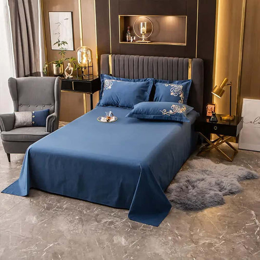 Egyption Embroidery Duvet Set - Royal Blue